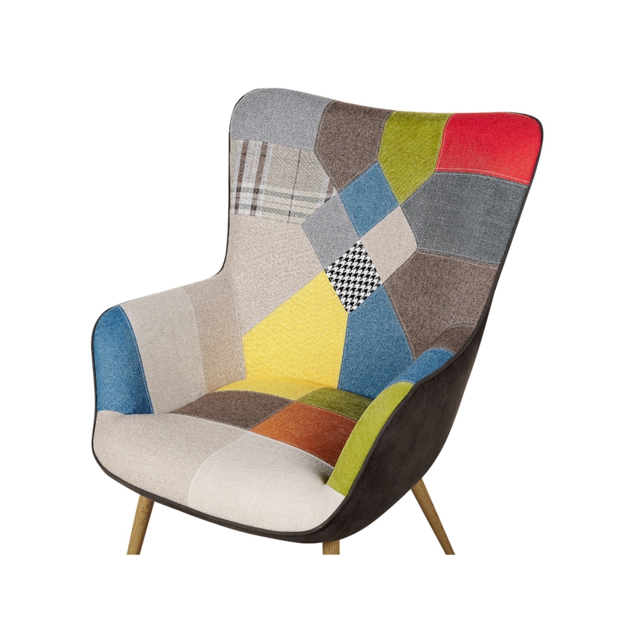 Fotel z podnóżkiem patchwork wielokolorowy VEJLE