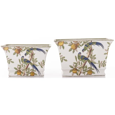 Osłonka 2 szt. porcelanowa 15,5x25x17,5 i 18,5x29,5x20 cm PAJAROS pudełkowa