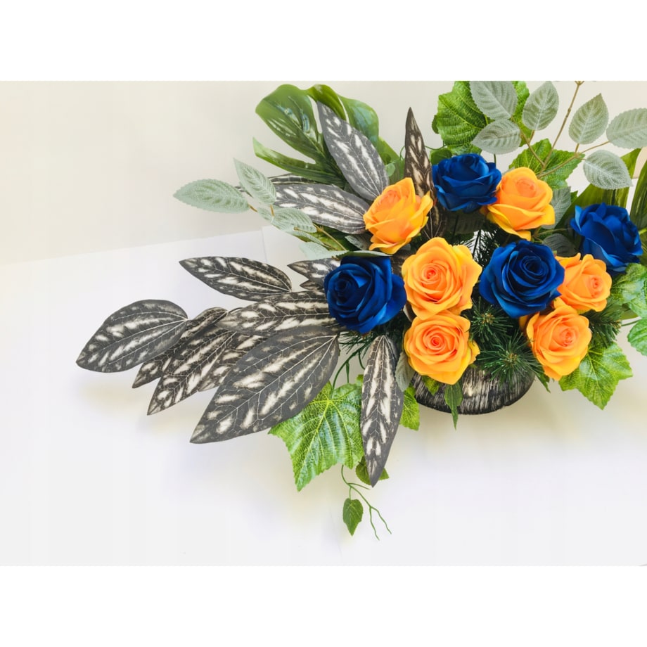 CZARNO BIAŁE jesienne liście duże łodyga gałązka do wiązanki cmentarz grób