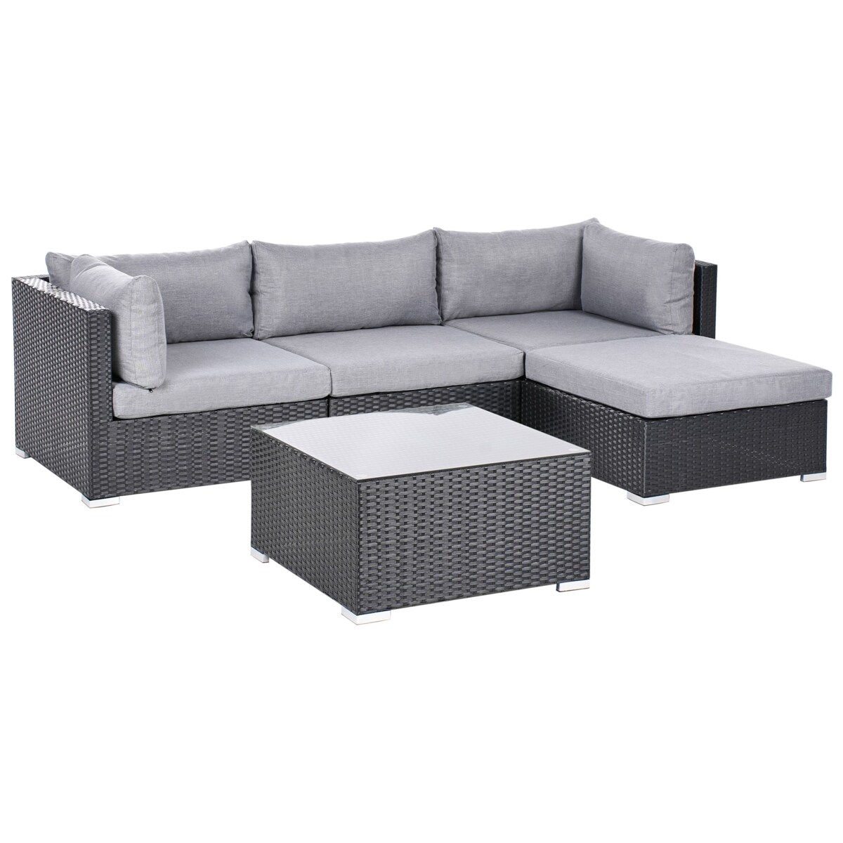 Narożnik ogrodowy ze stolikiem dla 4 osób SANO Lewostronny Technorattan Czarny