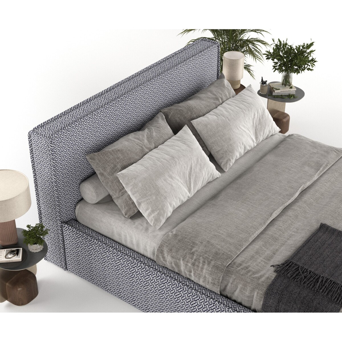 Łóżko kontynentalne SATO 180x200 z pojemnikiem, Granatowy, tkanina Good Morning P 79