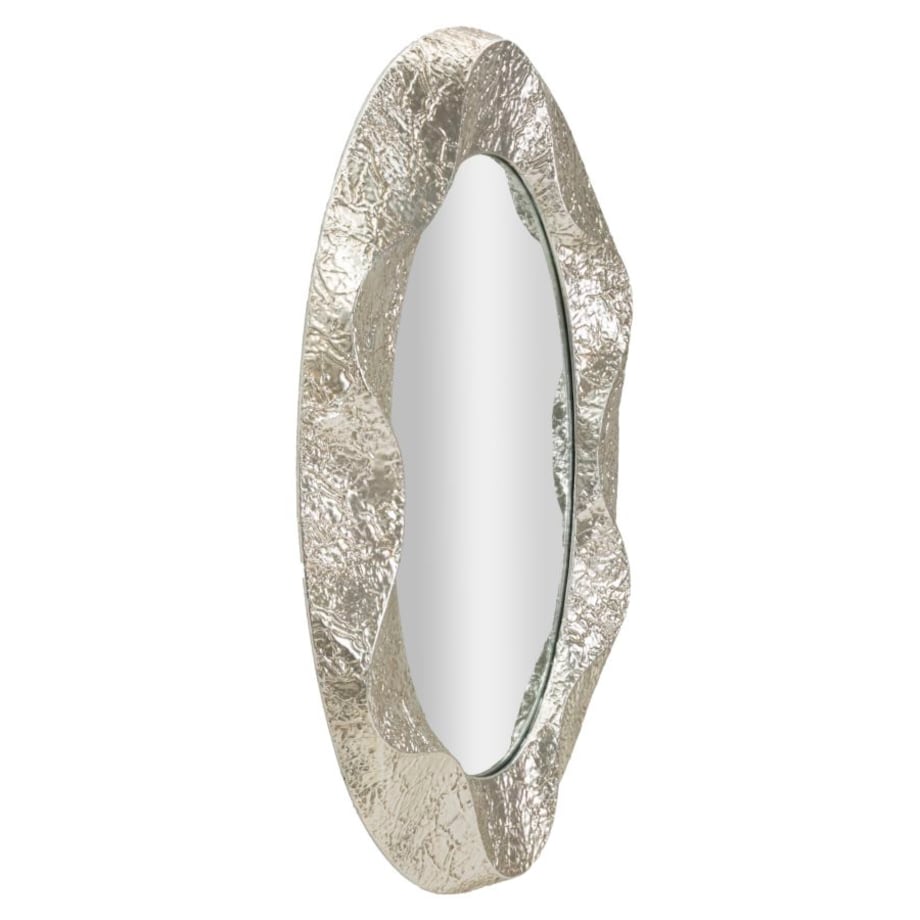 Lustro ścienne Argelux Oval, kolor srebrny, żelazo i płyta MDF, 87,5 x 6,5 x 128 cm, kształt owalny, do salonu i przedpokoju, Mauro Ferretti