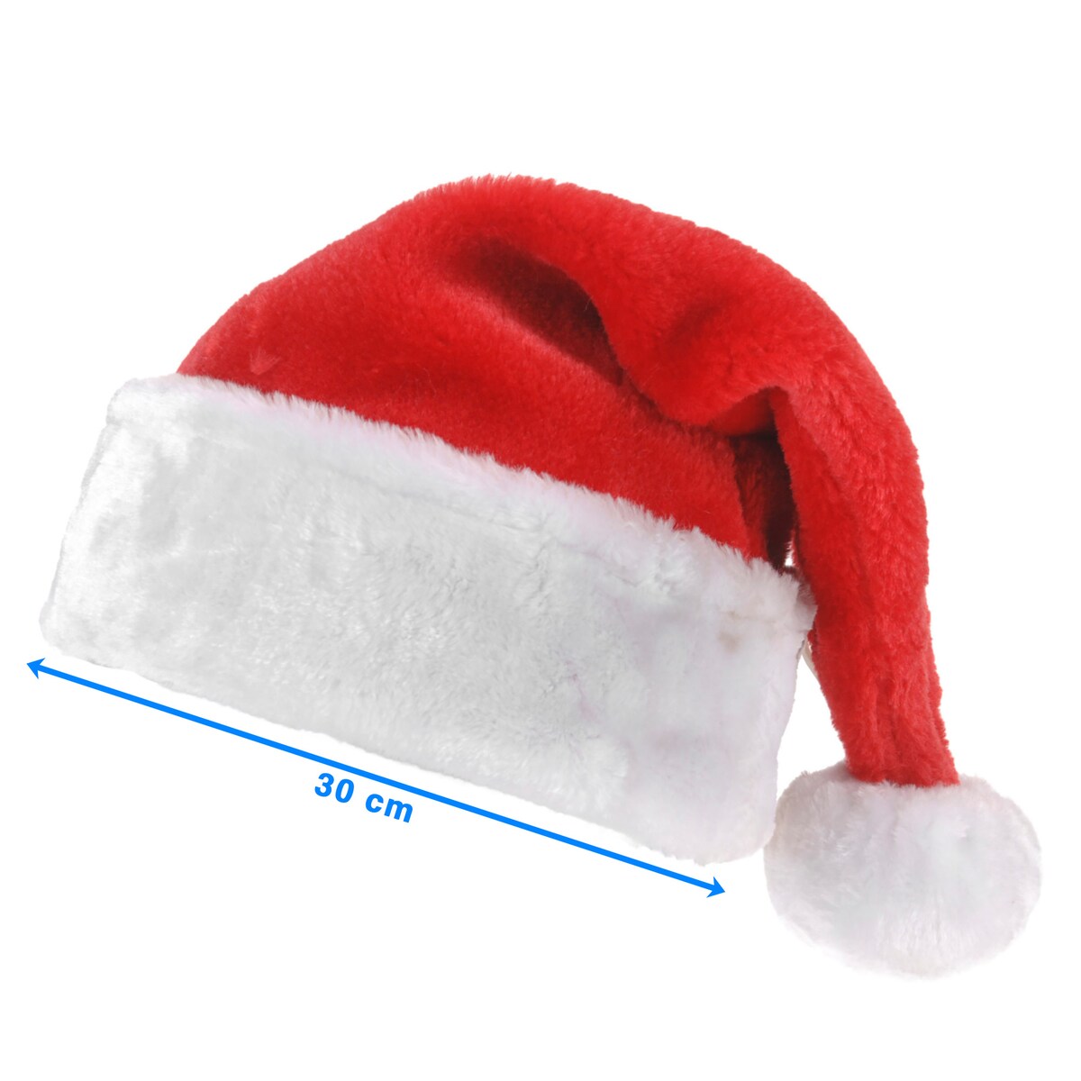 Czapka Mikołaja Mikołajki Świąteczna Pluszowa Z Pomponem 40X30 Cm