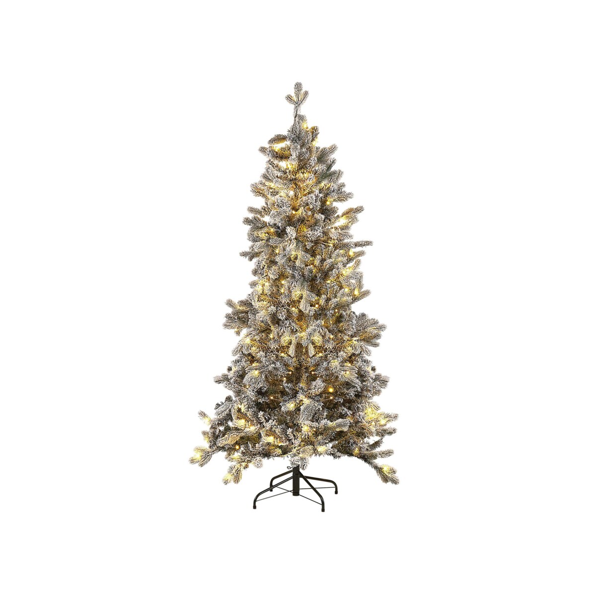 Ośnieżona sztuczna choinka ze światełkami 180 cm biała TATLOW