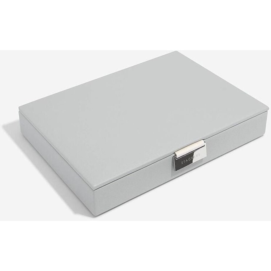 Szkatułka na biżuterię Stackers classic jasnobeżowa lniana z pokrywką