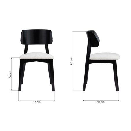 Krzesło drewniane 80x46x43 cm czarne/jasnobeżowe TOSCANIA - VI