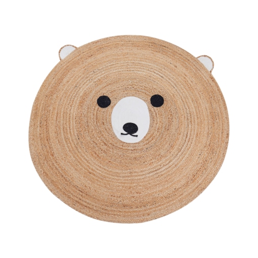 Dywan dziecięcy okrągły z juty miś 120 cm beżowy KOSALAR