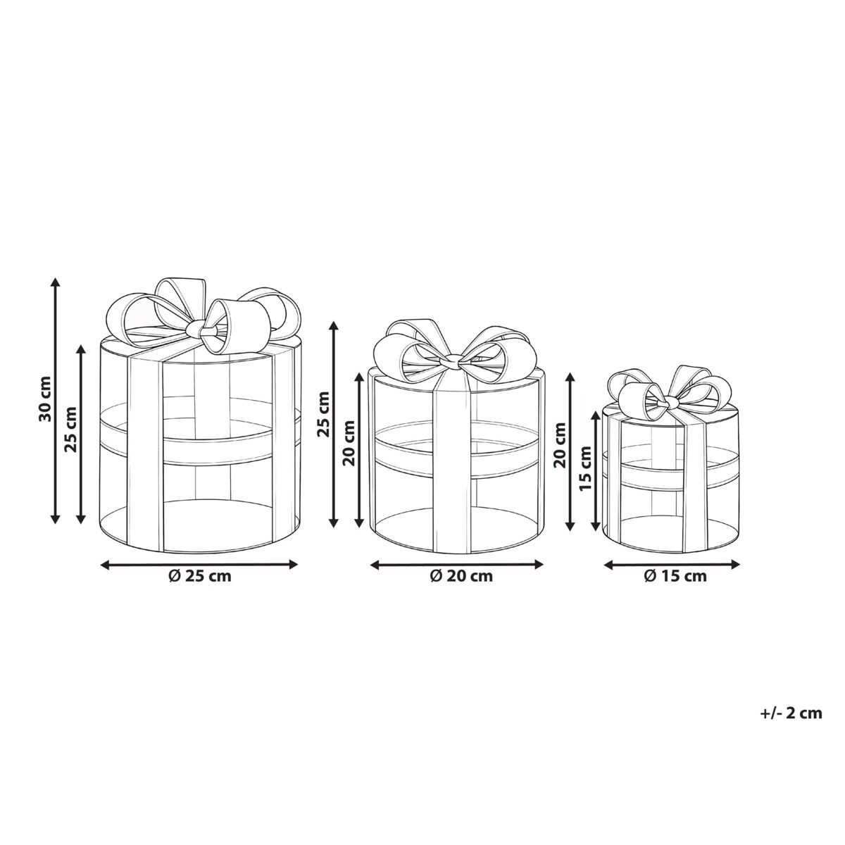 Zestaw 3 dekoracji świątecznych LED VEJLEN Prezenty świąteczne 20/25/30 cm Beżowy