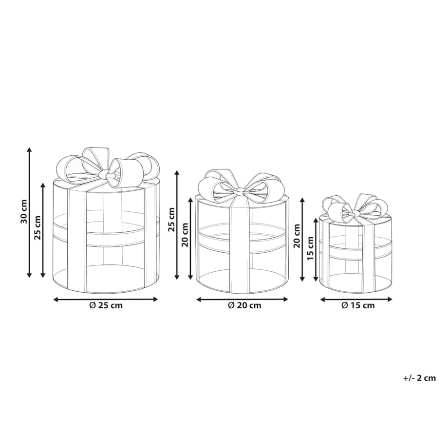 Zestaw 3 dekoracji świątecznych LED VEJLEN Prezenty świąteczne 20/25/30 cm Beżowy