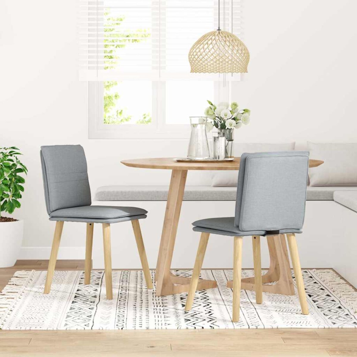 vidaXL Krzesła stołowe, 2 szt., jasnoszare, obite tkaniną