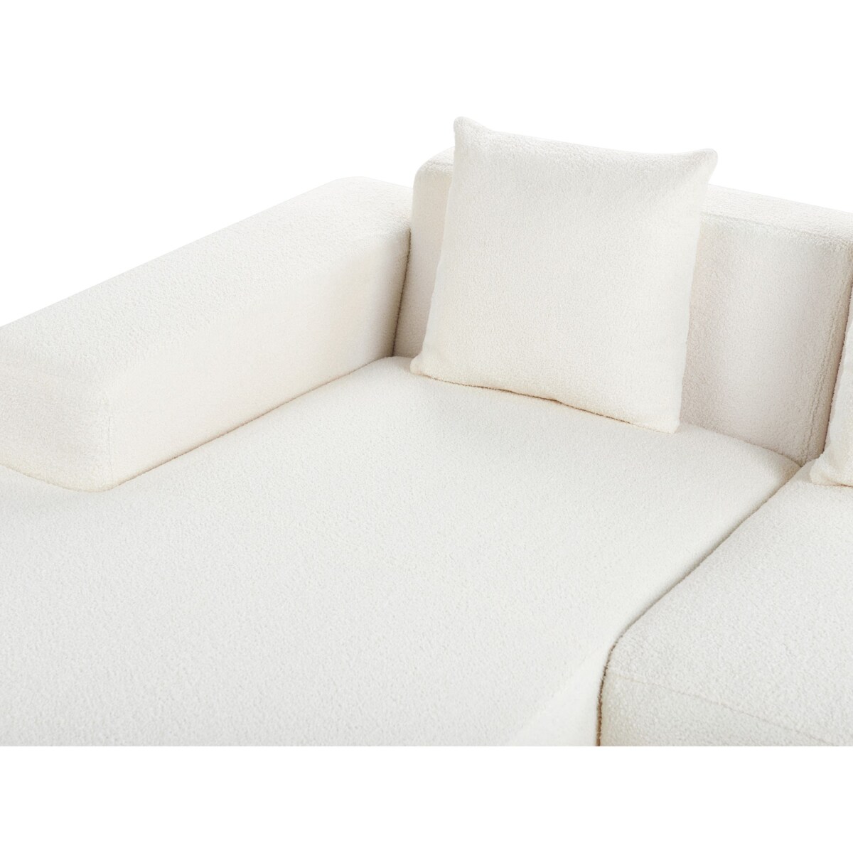 Narożnik LUNGO Boucle Biały dla 4 osób Prawostronny