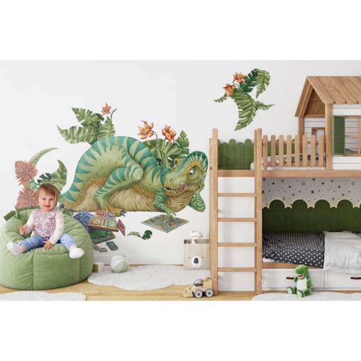 Zestaw naklejek na ścianę, Dinozaur z planszówką, 60cm