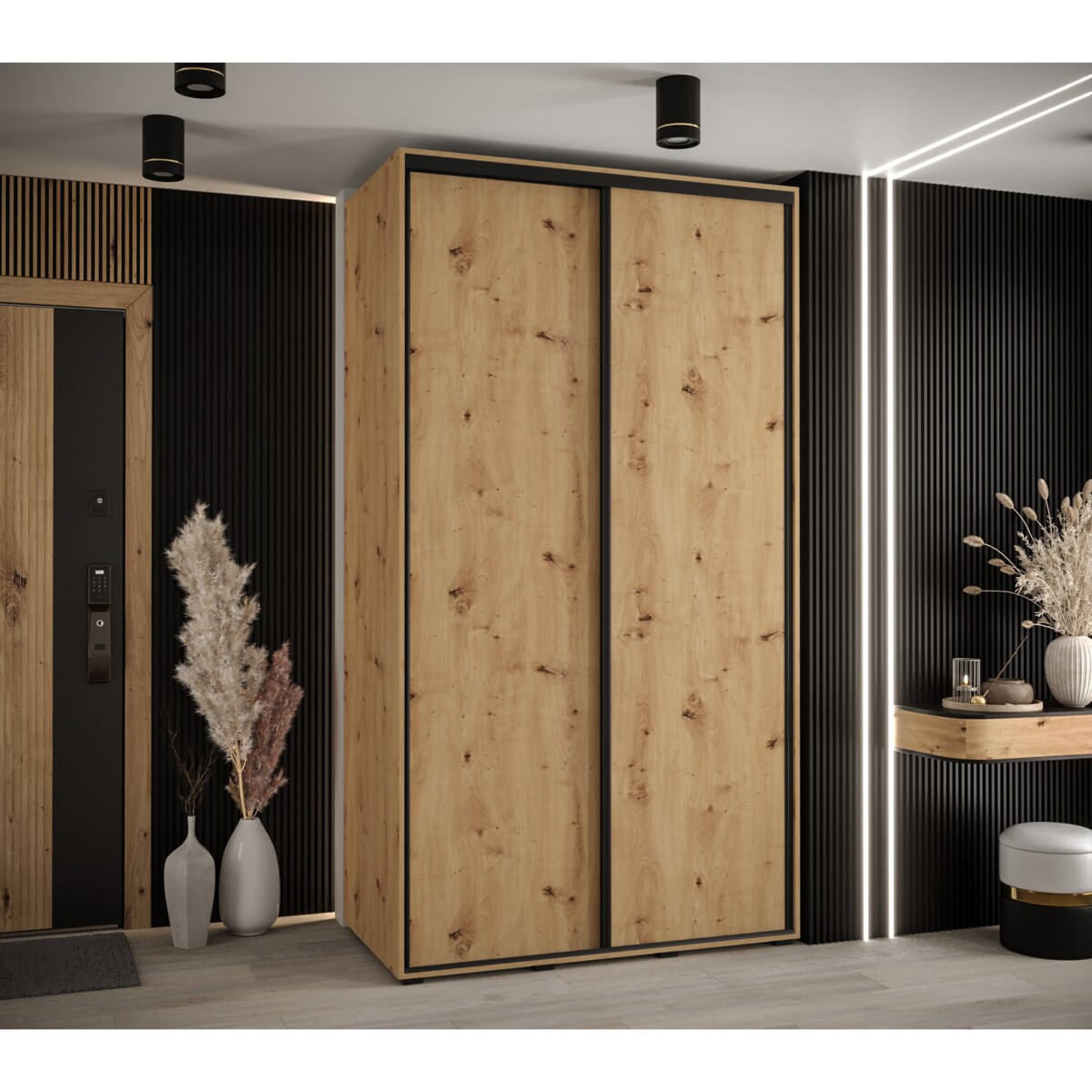 Szafa przesuwna Garderoba DAVOS 1 130 artisan/artisan/czarny