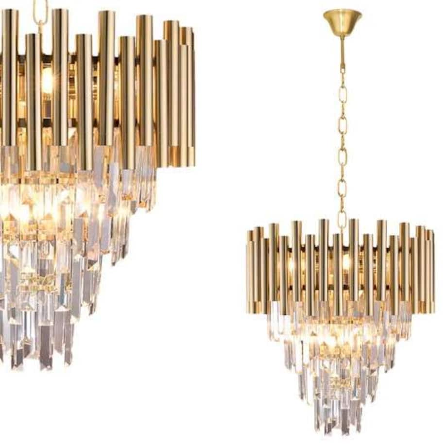 Dekoracyjna LAMPA wisząca MADISON ML5992 Milagro kryształowa OPRAWA glamour crystal ZWIS na łańcuchu złoty przezroczysty