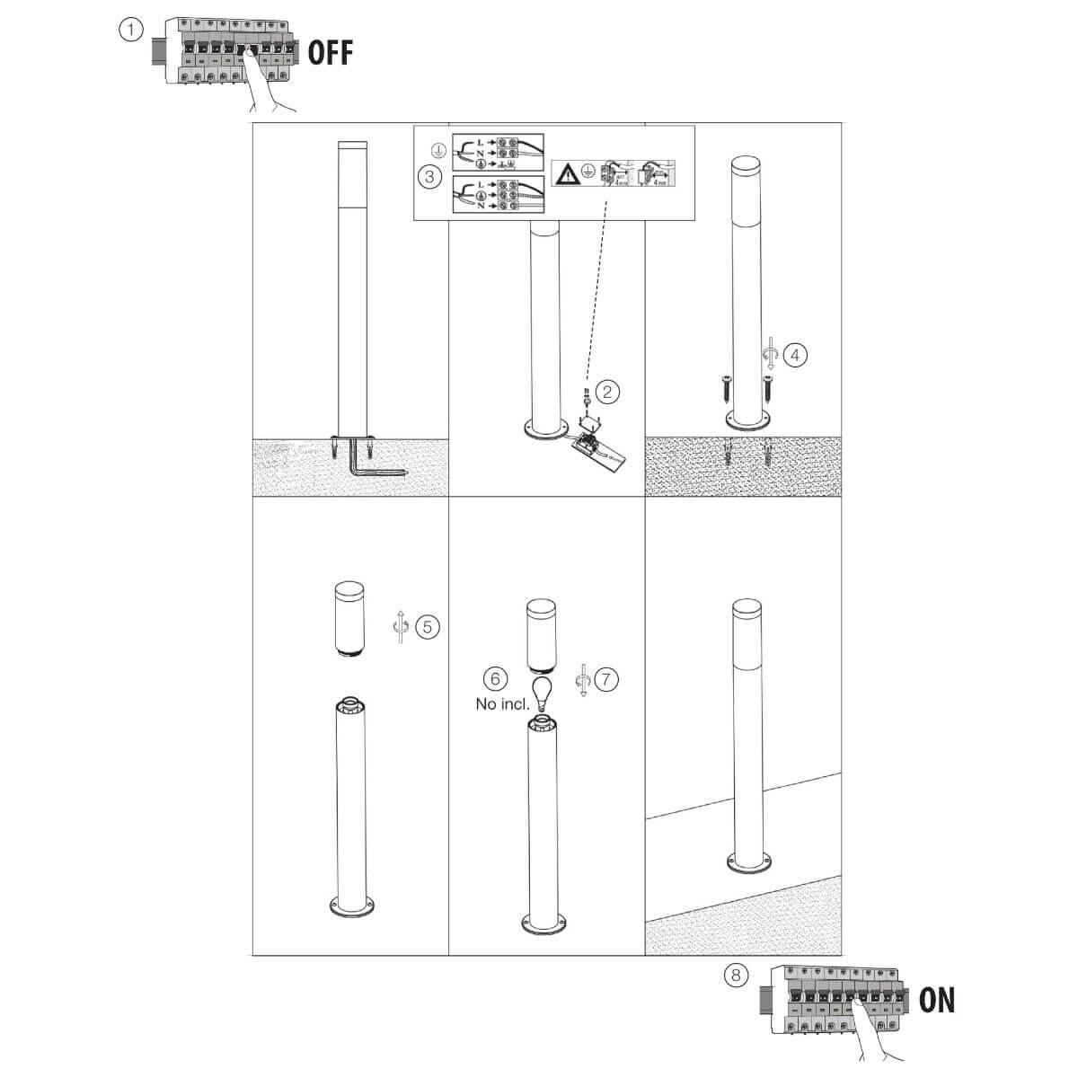 Zewnętrzna lampa podłogowa Dody 90949A06 Brilliant słupek IP44 biały czarny