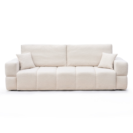 Narożnik KREMOWY tapicerowany BUENO SOFA z funkcją spania i pojemnikiem