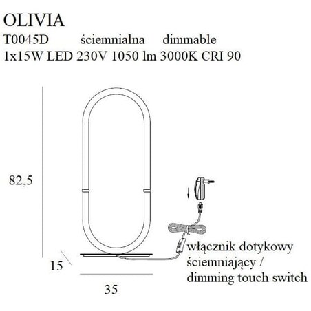 Biurkowa lampka industrialna OLIVIA T0045D Maxlight LED 15W 3000K elipsa złota biała