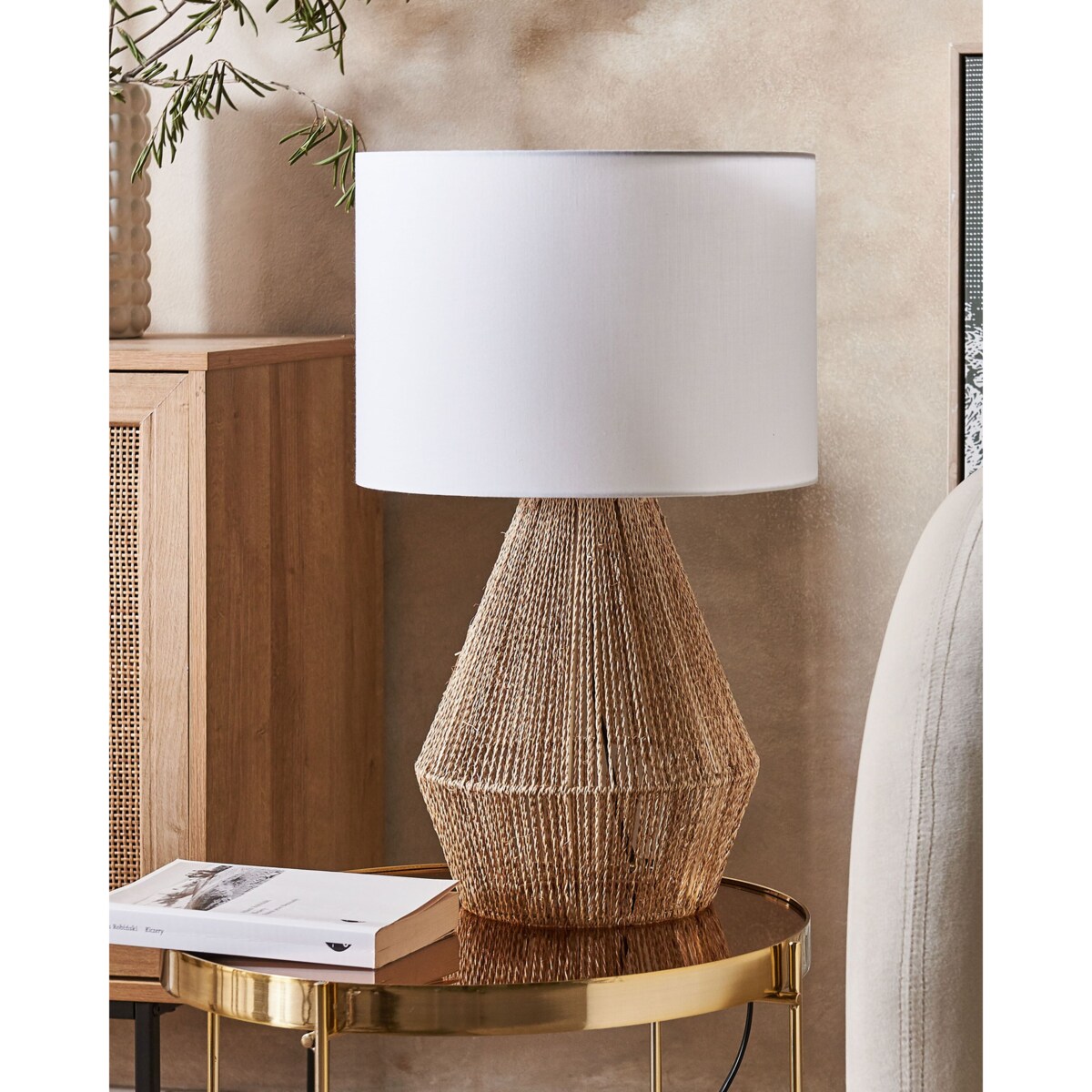 Lampa stołowa MALEWA Papierowa plecionka Naturalny