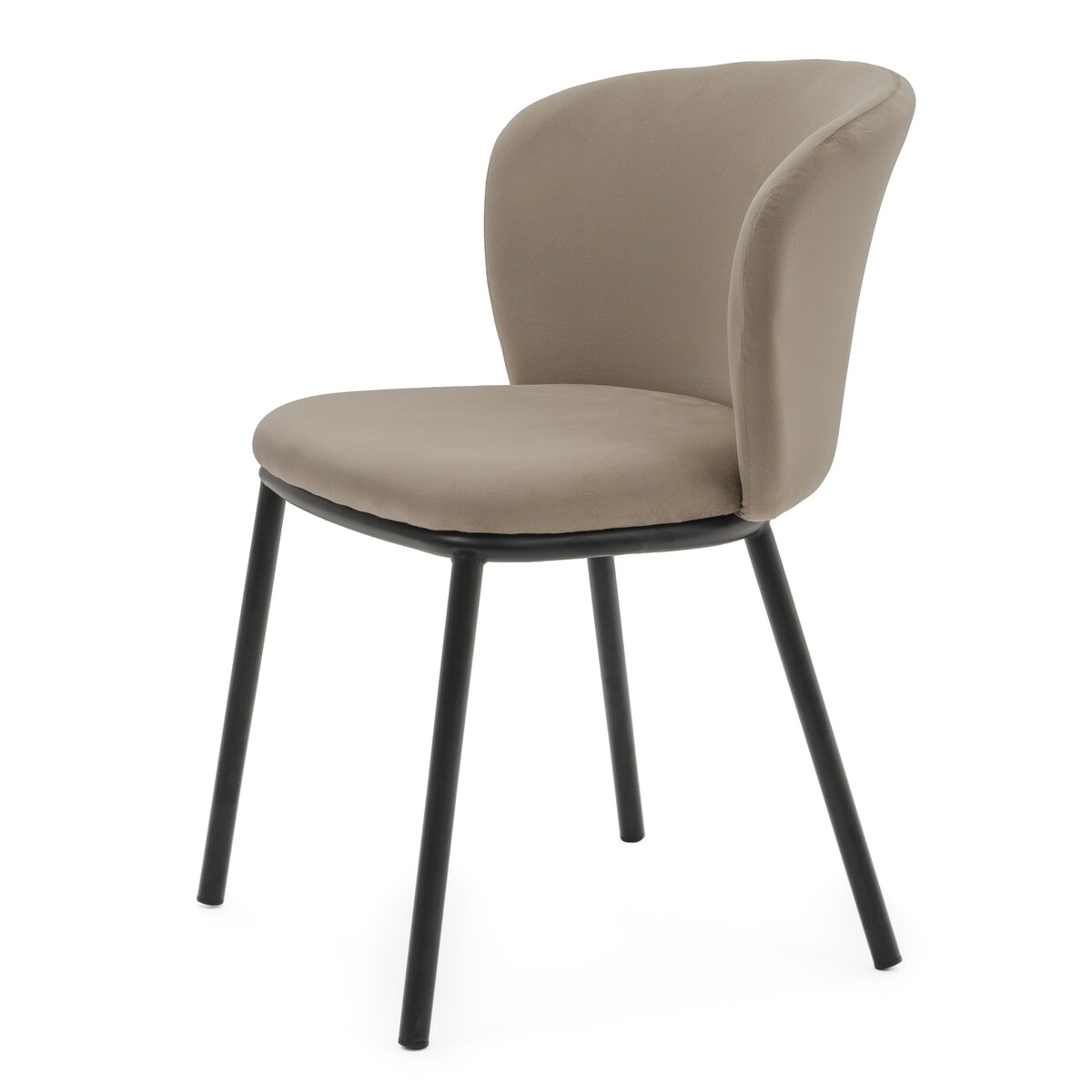 KRZESŁO TAPICEROWANE WELUROWE DO SALONU JADALNI GLAMOUR CIEMNOBEŻOWE BARI