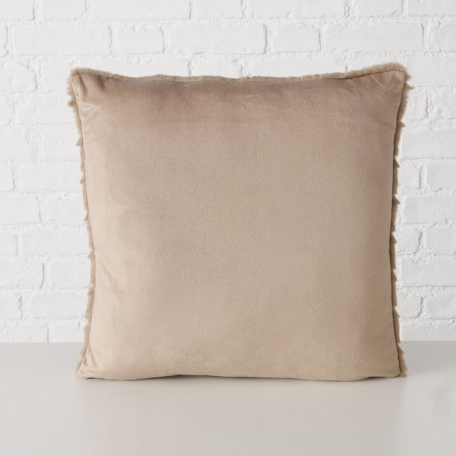 Poduszka Dekoracyjna Beżowa Futerko Strofo Ozdobna Dekoracyjna Sofę Kanapę