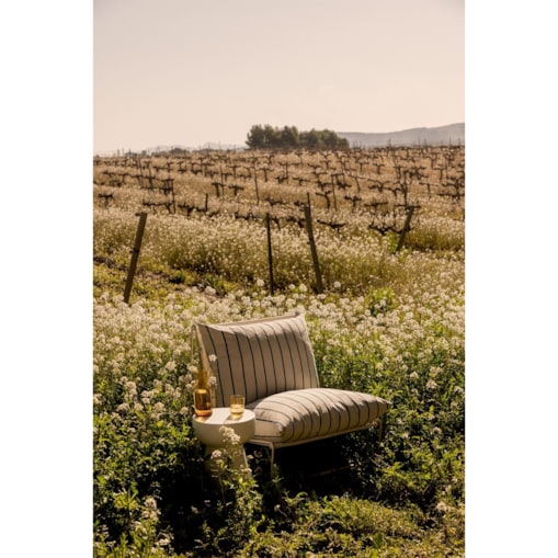 Fotel ogrodowy Amaro paski biało-granatowe