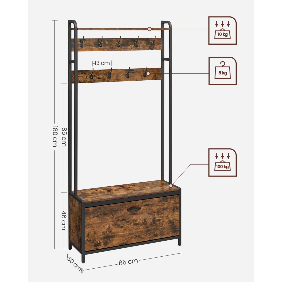 Wieszak Na Ubrania Do Sypialni Pokoju Korytarza Czarny