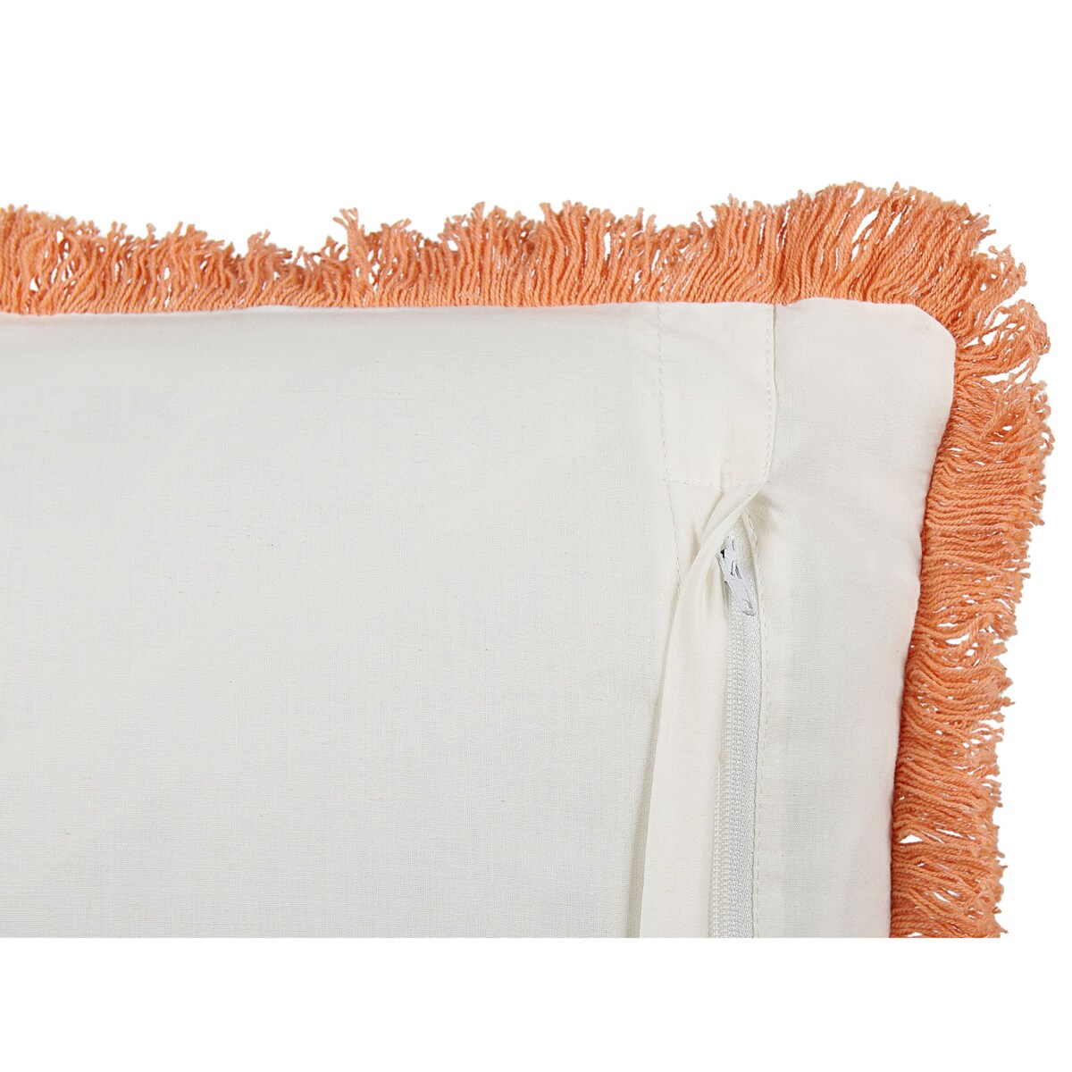 2 bawełniane poduszki dekoracyjne w kwiaty z frędzlami 45 x 45 cm biało-pomarańczowe SATIVUS