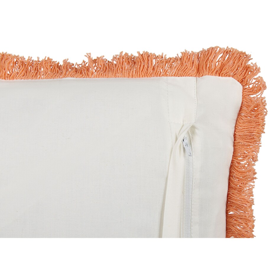 2 bawełniane poduszki dekoracyjne w kwiaty z frędzlami 45 x 45 cm biało-pomarańczowe SATIVUS