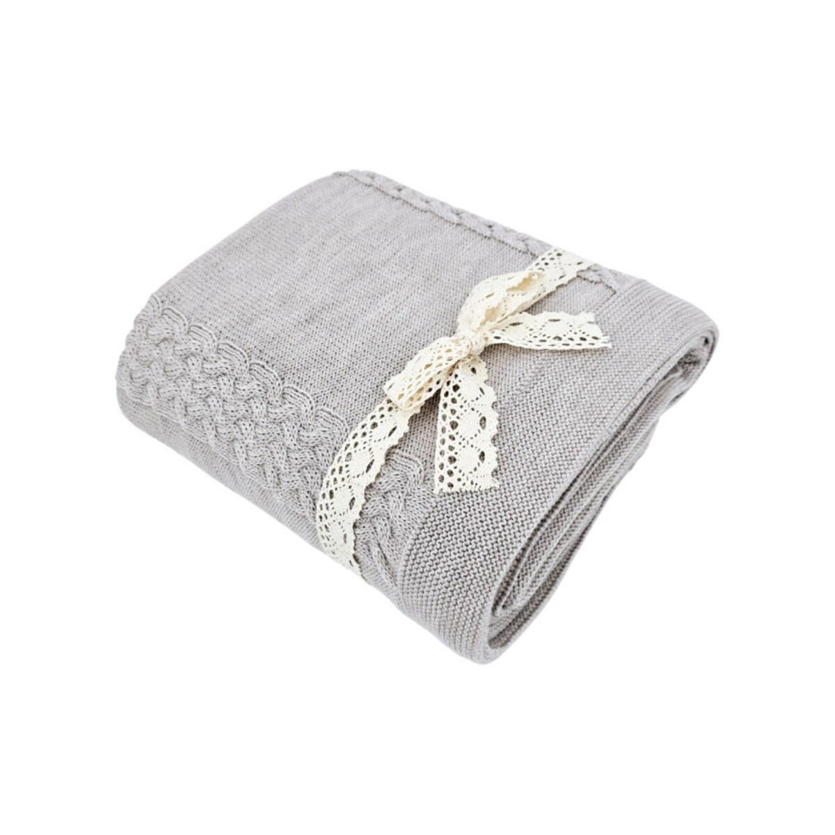 Koc dzianinowy z wełny MERINO 150x200 cm – FLORENCE SAND