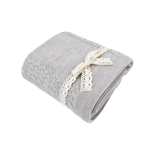 Koc dzianinowy z wełny MERINO 150x200 cm – FLORENCE SAND