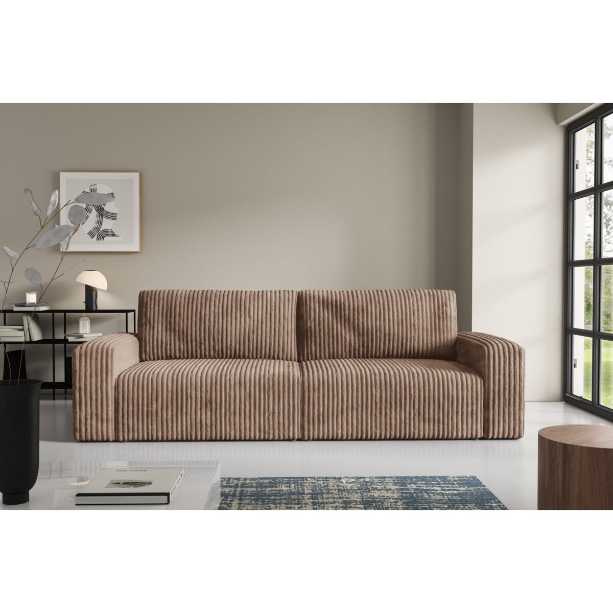 Sofa FANO z bokami funkcja spania sztruks Kolor: TILIA 17