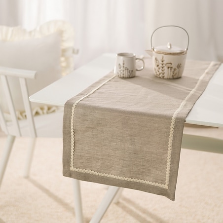 Bieżnik z koronką 40x160 cm 40x160 lniany