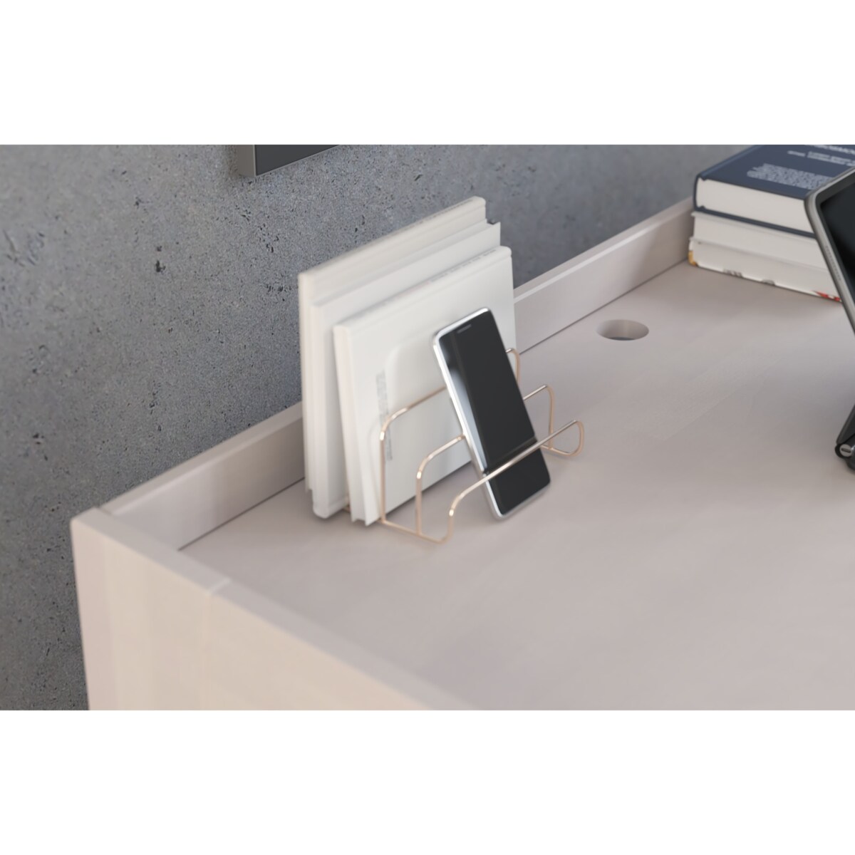 Drewniane bukowe biurko / toaletka z szufladami Visby LISA/ kolor biały