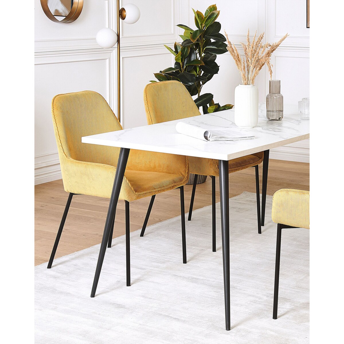 Zestaw 2 krzeseł do jadalni sztruksowy żółty LOVERNA