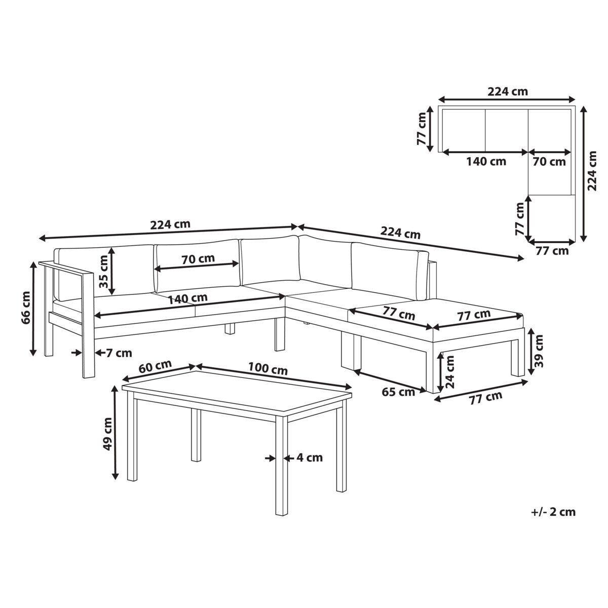 Narożnik ogrodowy ze stolikiem dla 5 osób MESSINA Lewostronny Metal Zielony