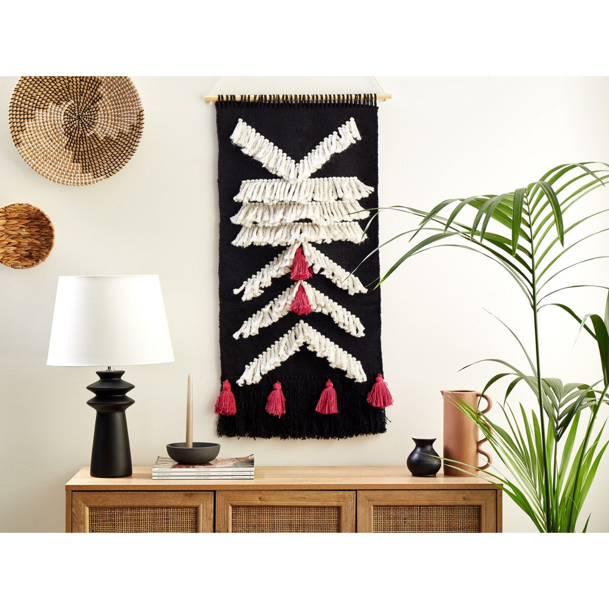 Dekoracja ścienna bawełniana czarno-biała PAKPATTAN