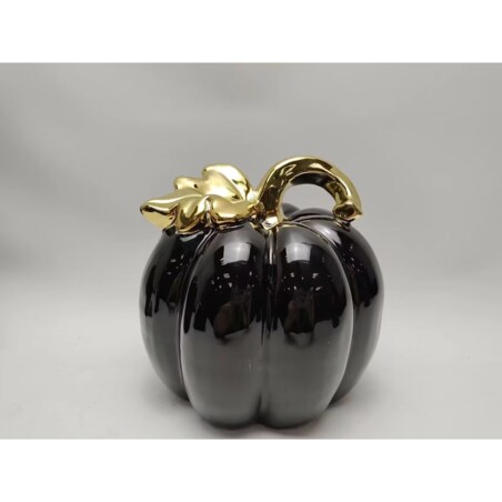 MAVE Figura dynia z liściem 16x16x15,6CM czarna