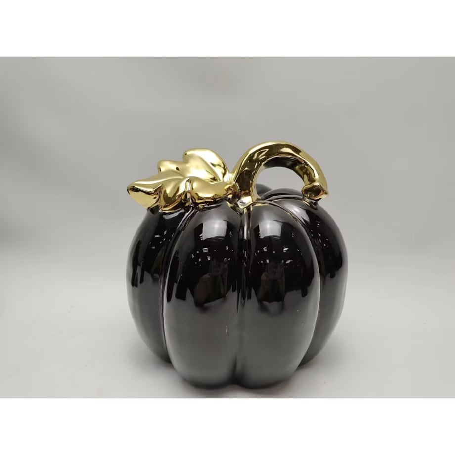 MAVE Figura dynia z liściem 16x16x15,6CM czarna