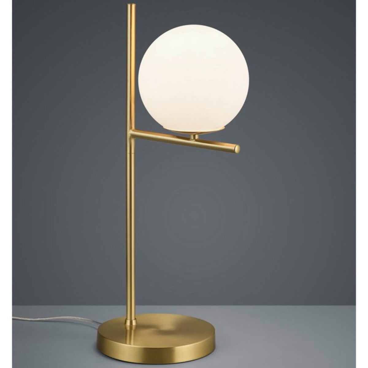 Stojąca LAMPA stołowa PURE 502000108 Trio modernistyczna LAMPKA szklana kula mosiądz biała