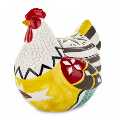 Dekoracja - kolorowa KURA z przykrywką 21x16x19 cm