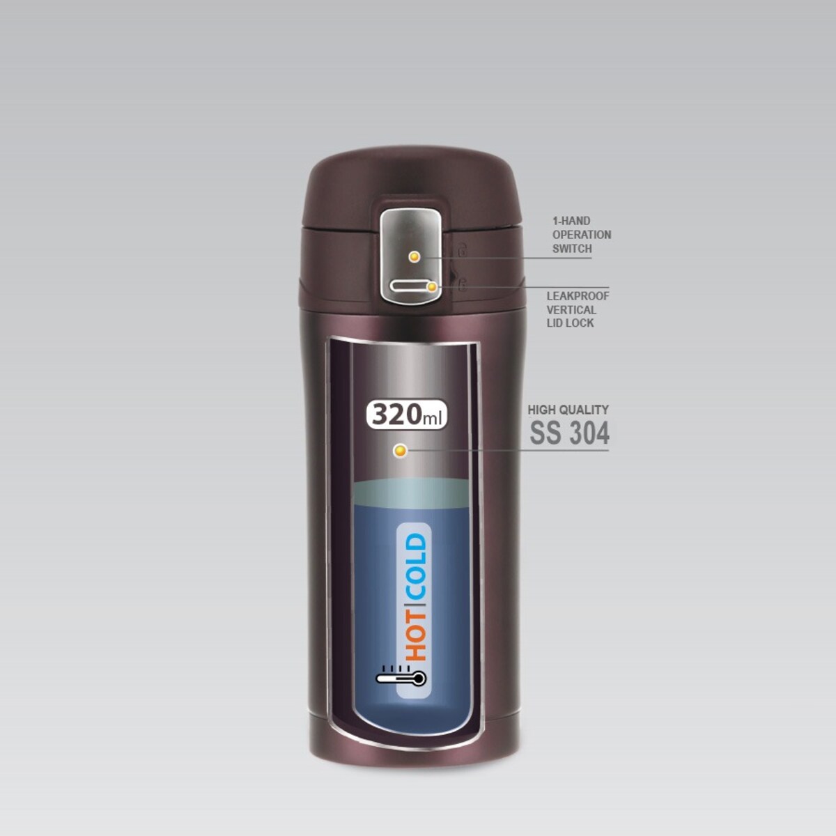 Kubek termiczny na kawę do kawy 320ml brązowy MAESTRO MR-1641-32-BROWN