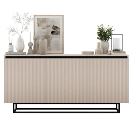 Komoda Glamour Szafka RTV Kaszmir MAT ryflowane fronty czarny stelaż 166,8 cm