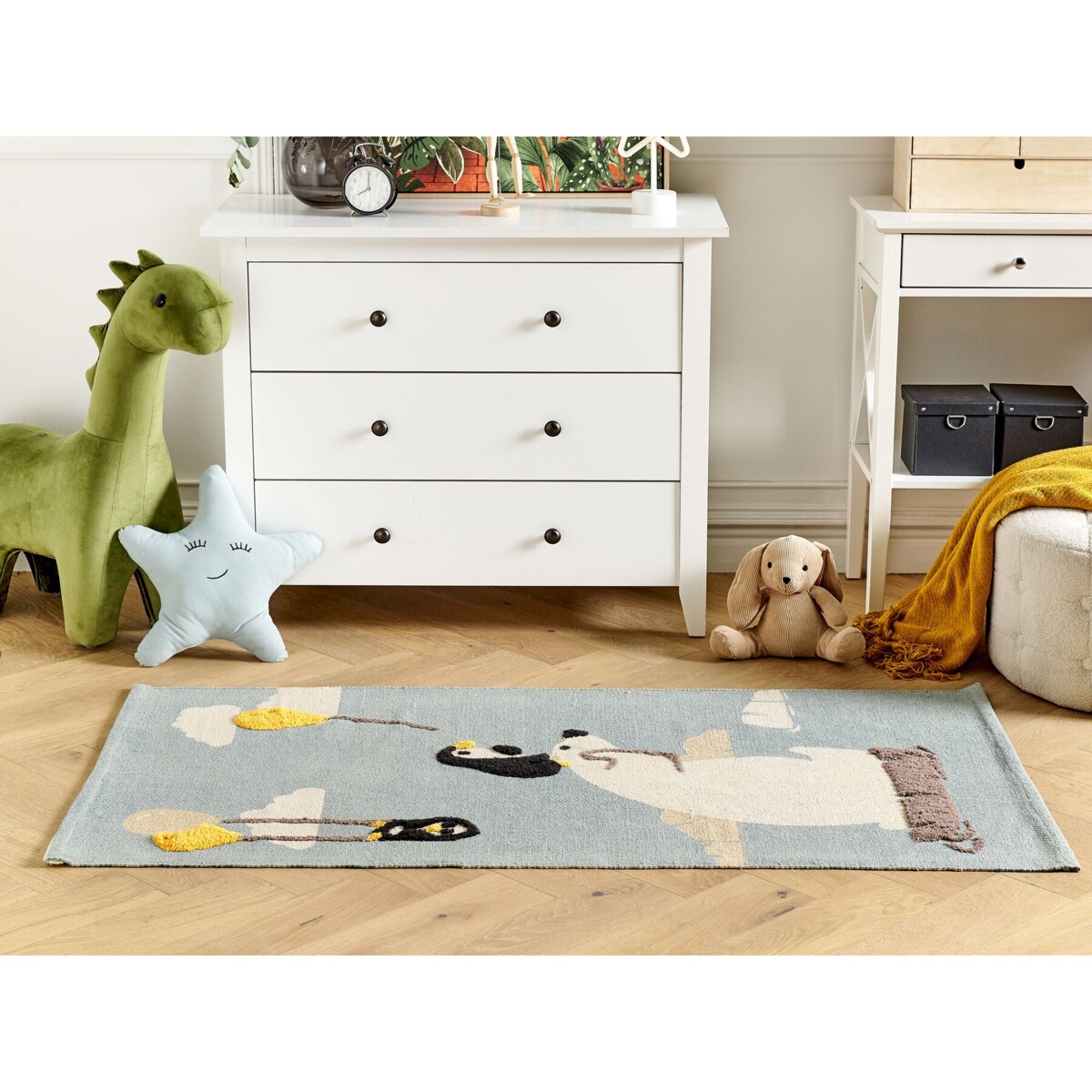 Dywan dziecięcy bawełniany motyw niedźwiedzia polarnego 80 x 150 cm wielokolorowy BARUS