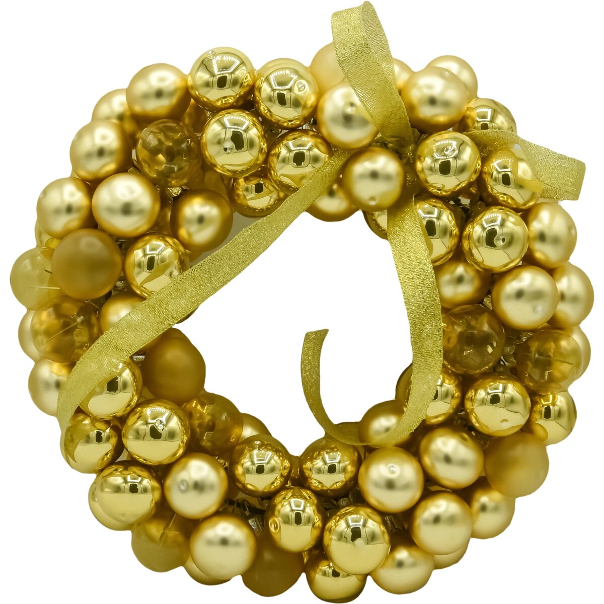 Bombka choinkowa: Stroik Świąteczny z mini bombek: złoty