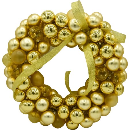 Bombka choinkowa: Stroik Świąteczny z mini bombek: złoty