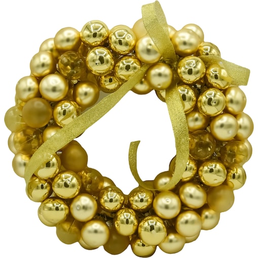 Bombka choinkowa: Stroik Świąteczny z mini bombek: złoty