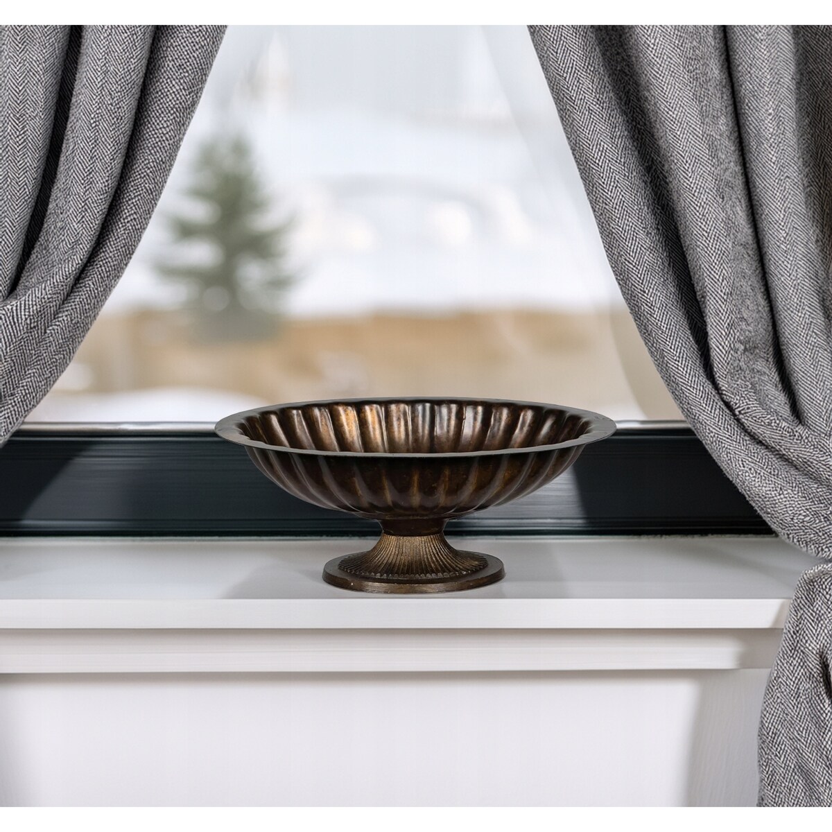 MISA NA NÓŻCE MISKA NA OWOCE 33cm patera retro dekoracje ozdoby brązowa