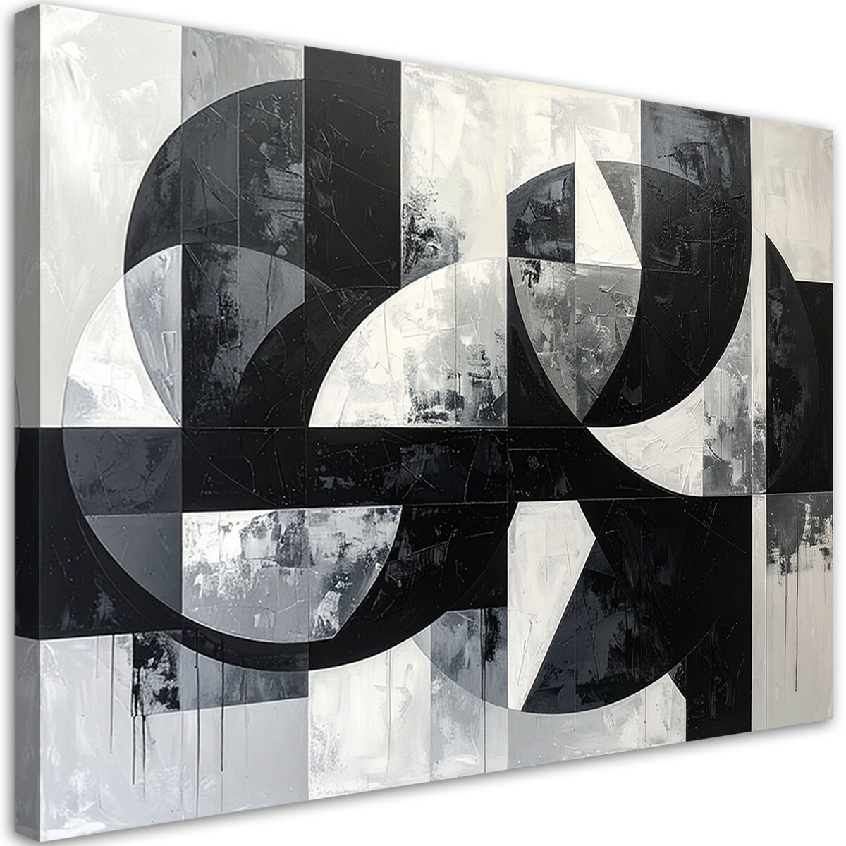 Obraz do salonu biura kuchni, Abstrakcyjne koła kształty tekstura czarno biały