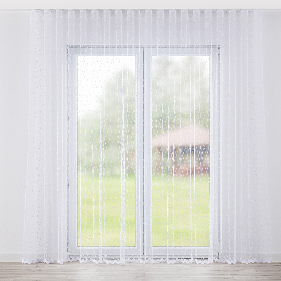 Firana na taśmie 300x245 biały ze wzorem