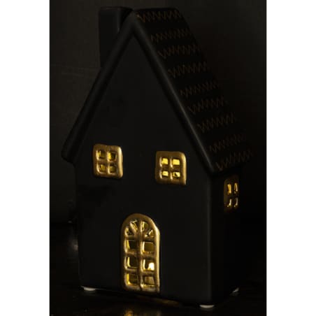 Dolomitowy czarny domek LED 19x12x6,5 cm JOUDA